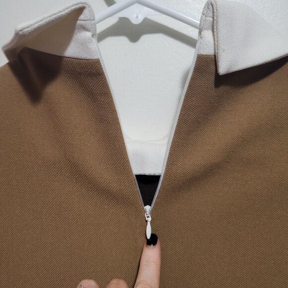 Maje Ragone Embellished Collar Twill Mini Dress in Camel Dragonfly Jewel - Picture 6 of 9